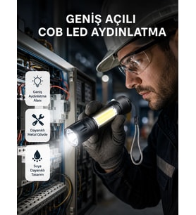 Profesyonel 4 Modlu Şarjlı El Feneri 1300 Mah Batarya Cree Led Teknolojisi