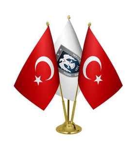 Masa Üstü Hava Kuvvetleri Bayrağı Türk Bayrağı Üçlü Pirinç Direk Masa Bayrak Seti