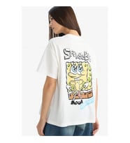 Defacto SpongeBob Oversıze Sırt Baskılı Beyaz Kadın T-Shirt G0847AX/WT32