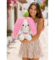 [ İSTEDİĞİNİZ İSMİ YAZIYORUZ ] Çilek Tavşan Pembe 55 cm Peluş Sevgiliye Kuzene Kız Erkek Çocuğa Doğum Günü & Özel Gün