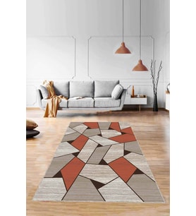 Tarçın Geometrik Kaymaz Taban Makinede Yıkanabilir Halı WL09 - 100 x 160 cm