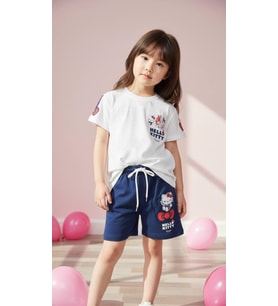 Cg Kids Kuromi Hello Kitty Kız Çocuk Alt Üst Takım Süper Kalite Kumaş Sırt Baskı Detay (Lacivert)
