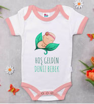 BK Kids İsimli Hoş Geldin Bebek Tasarımlı Pembe Bebek Body Zıbın-8