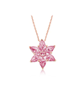 Gümüş Rose Pembe Lotus Çiçeği Kolye CSR2180724