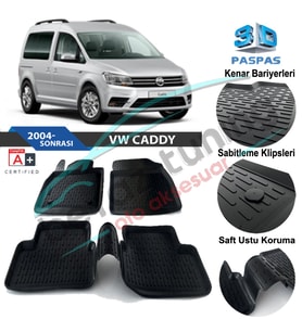 Volkswagen Caddy Havuzlu 3D Paspas Niken Siyah 2004-2010