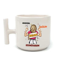 Asosyal Değilim İnsan Sevmiyorum Baskılı Beyaz Kulplu T Kupa