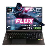 GameRaider FLUX GR16 AMD Ryzen 9-8940HX 32GB DDR5 2TB SSD RTX 5060 8GB 115W 16 inç 2.5K QHD+ 180Hz W11 Home Gaming Laptop