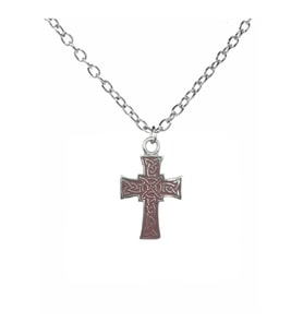 Kırmızı Kelt Haç Figürlü Unisex Kolye – 60 cm Zincirli, Antik & Gotik Takı (Gümüş)