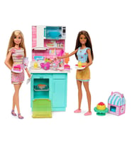 HJY94 Barbie Brooklyn ve Malibu Pasta Yapıyor Oyun Seti