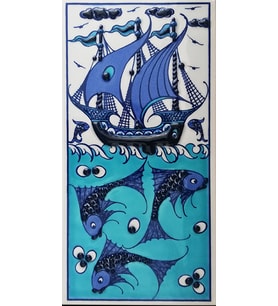 Armada Çini 10x20 Cm ED 214 Mavi İznik Kalyon El dekoru Çini Karo