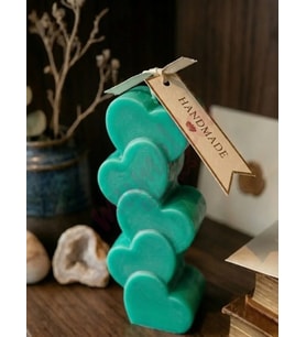 Mumelia Candles Kalp Kalbe Form - Doğal Soya Dekoratif Mum - Yeşil
