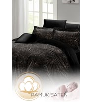 Çift Kişilik ( Lastikli Çarşaflı ) %100 Pamuk Saten Nevresim Takımı Leopar Print