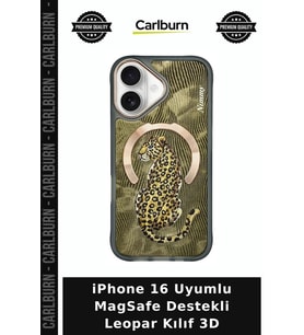 iPhone 16 Uyumlu MagSafe Destekli Leopar Kılıf 3D Tuşlu Koruma Telefon Kabı Cihaz Kılıfı