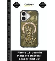 iPhone 16 Uyumlu MagSafe Destekli Leopar Kılıf 3D Tuşlu Koruma Telefon Kabı Cihaz Kılıfı