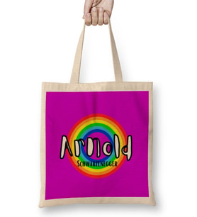 Arnold Schwarzenegger- Retro Rainbow Style Bez Çanta Uzun Saplı
