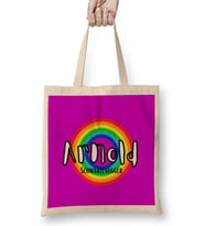 Arnold Schwarzenegger- Retro Rainbow Style Bez Çanta Uzun Saplı