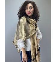 KARELİ ÇİZGİLİ KADIN EŞARP FULAR ŞAL 200X90 CM (Kahverengi)