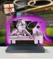 Çocuklara Özel Fotoğraflı Fil 3D Modelli Gece Lambası Hediyesi (Pembe)