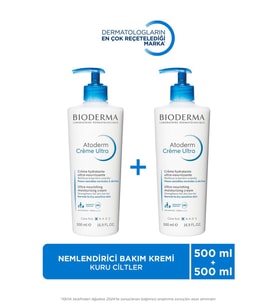Bioderma Atoderm Cream Ultra Normal Ve Kuru Ciltler Için Nemlendirici Yüz, Vücut Bakım Kremi 2x500 ml