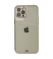 İphone 12 Pro Max Kılıf Liva Taşlı Silikon - Beyaz
