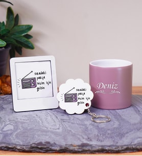 Kişiye Özel Renkli Espresso Fincanı , Sıradaki Parça Bizim İçin Gelsin Anahtarlık, Çerçeve