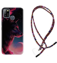 INFINIX Smart 4 5 6 Zero 8 S5 Pro Kılıf Boyun Asklı Rasta Silikon Wolf and Moon 1380