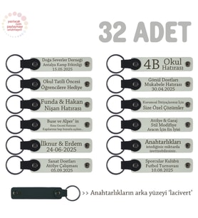 Özel Organizasyonlar İçin Üzerine İsim Ve Yazı Yazılabilen, 32' li Anahtarlık, Beyaz & Lacivert