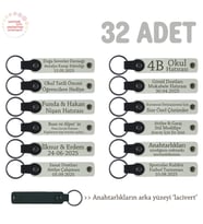 Özel Organizasyonlar İçin Üzerine İsim Ve Yazı Yazılabilen, 32' li Anahtarlık, Beyaz & Lacivert