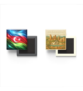 Buzdolap Magnetleri - Azerbaycan Bayrağı ve Paper Cut Tema - 2'li Set Magneti
