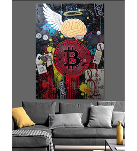 Bitcoin Logo Ve Afiş Dekoratif Kanvas - Mdf Ahşap Tablo