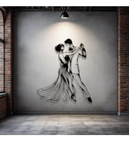 Metal Dansçı Figürü Duvar Dekoru – Modern Minimalist Çift Dans Metal Tablo Ev ve Ofis Duvar Süsü (Siyah)