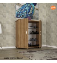MODİLAYN 70 x 76 x 32 cm 2 Kapaklı 4 Bölmeli 3 Raflı Ayakkabı Dolabı Antre Ayakkabılık  (Meşe)