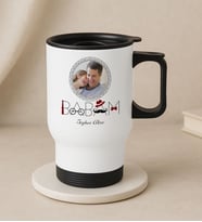 BK Gift Kişiye Özel Fotoğraflı Babalar Günü Tasarımlı Kulplu Beyaz Çelik Bardak Termos Mug 450ml-1, Babalar Günü Hediye, Babaya Hediye (Metal)