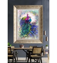 Tablore Görkemli Çift Tavus Kuşu Desenli Çerçeveli Kanvas Tablo Modern Duvar Dekoru