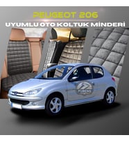 Peugeot 206 Antrasit Renk Tay Tüyü Cepli & Terletmez Sırtlı Oto Koltuk Minder Seti - Koltuk Koruma Kılıfı (ÖN & ARKA TAM SET)