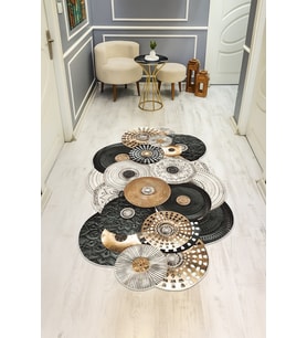 Modern Desenli Lazer Kesim Dijital Baskı Kaymaz Taban Halı H0437