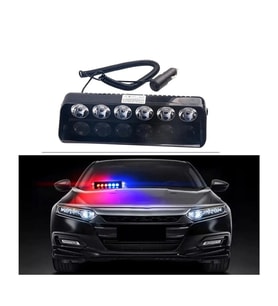 12V Araç içi Vantuzlu Cam Çakar Kırmızı Mavi 6 Led Kolay Montaj
