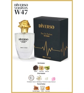 DİVERSO W47 KADIN PARFÜM EDP 50 ML ÇİÇEKSİ & AMBER  T.C. Sağlık Bakanlığı ÜTS KAYITLI