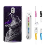Samsung Note 3 4 5 8 9 20 Ultra 10 Lite Kılıf Kablo Koruma Spiral Silikon Purple Leopar 1750