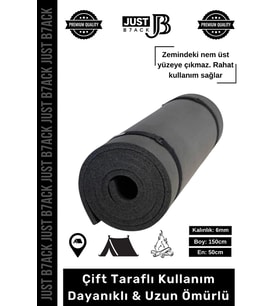 #KampMatı Taşıma Askılı Su Geçirmez Çift Taraflı Kaymaz Çadır Uyku 6mm Siyah Kamp Yer Minderi