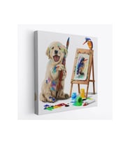 Ressam Yavru Köpek Dekoratif Kanvas Tablo-5845
