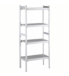 Electrolux Professional Düz Etejer Seti, Aluminyum Ayaklı, 4 Raflı, Her Raf Demonte Polietilen Tabletlerden Oluşur, Tabletler Bulaşık Makinesinde Yıkanabilir - 475x1216 Mm, H=1700 Mm BLS1216