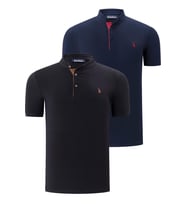İKİLİ SET T8560 DEWBERRY ERKEK T-SHIRT-LACİVERT - SİYAH