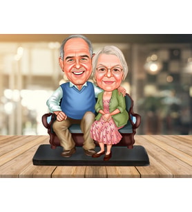 Kişiye Özel Karikatür Biblo AİLE BÜYÜKLERİ ÇİFT 2