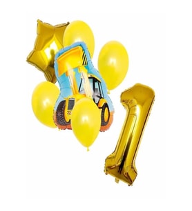Inşaat Balon Kepçe Doğum Günü Yaş Seti