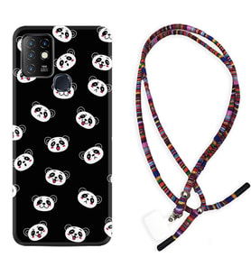 INFINIX Hot 8 9 10 11S Hot 10 Play 10T Kılıf Boyun Asklı Rasta Silikon Panda Suratları 1773