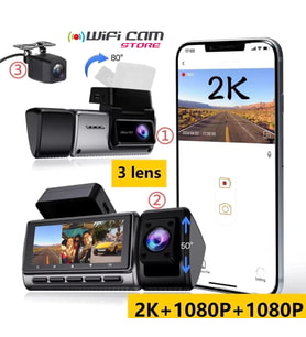 3 Kameralı 2K Ultra HD Wi-Fi Araç Kamera Seti
