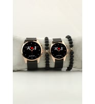 Aşk Kalp Baş Harfler Çift Kol Saati isim ve Tarih Yazılabilir Sevgiliye Bileklik Hediye