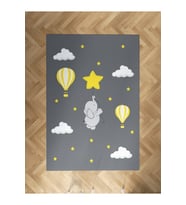 MEKTA HOME BEBEK VE ÇOCUK ODASI Fil Yıldız ve Uçan Balon Desenli Halı