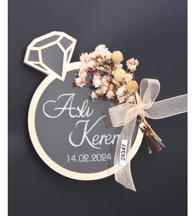 50 Adet 9x7cm Yüzük Pleksi Magnet İsimli Söz Nişan Düğün Hediyesi (Karışık)